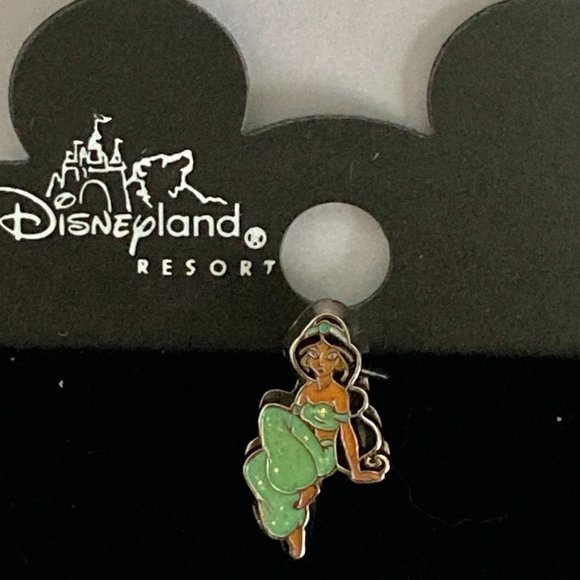 Vintage Disney Princess Jasmine Slider Charm Aladdin Signed Silver Tone Enamel - Picture 3 of 12
